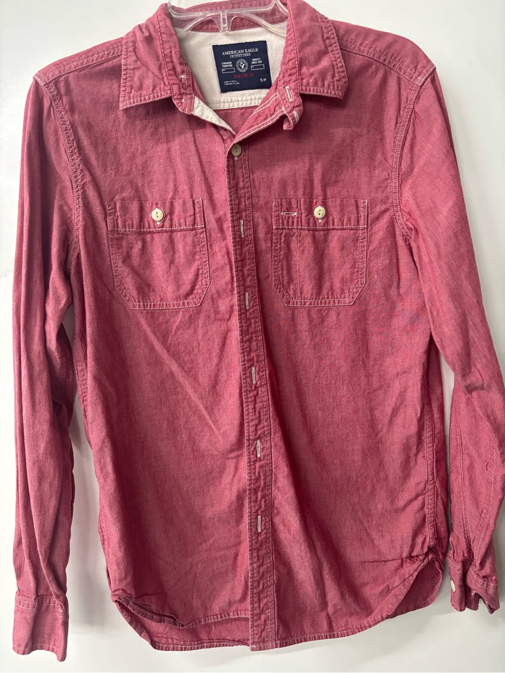 American Eagle Outfitters Men’s Long-Sleeve Button-Down Shirt - Rose Pink